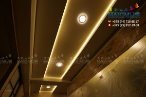 Двухуровневый потолок с диодной подсветкой